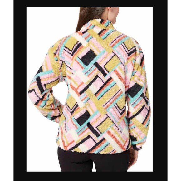 Hurley Pullover Sweater Womens XXL Fleece Pink Spring Geo Plush Snap Long Sleeve - Picture 8 of 11